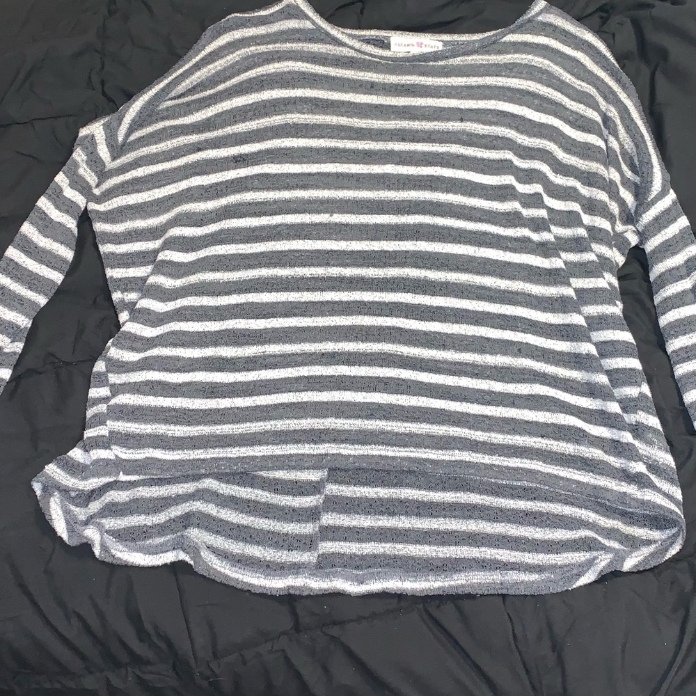 Grey and White Striped Sweater